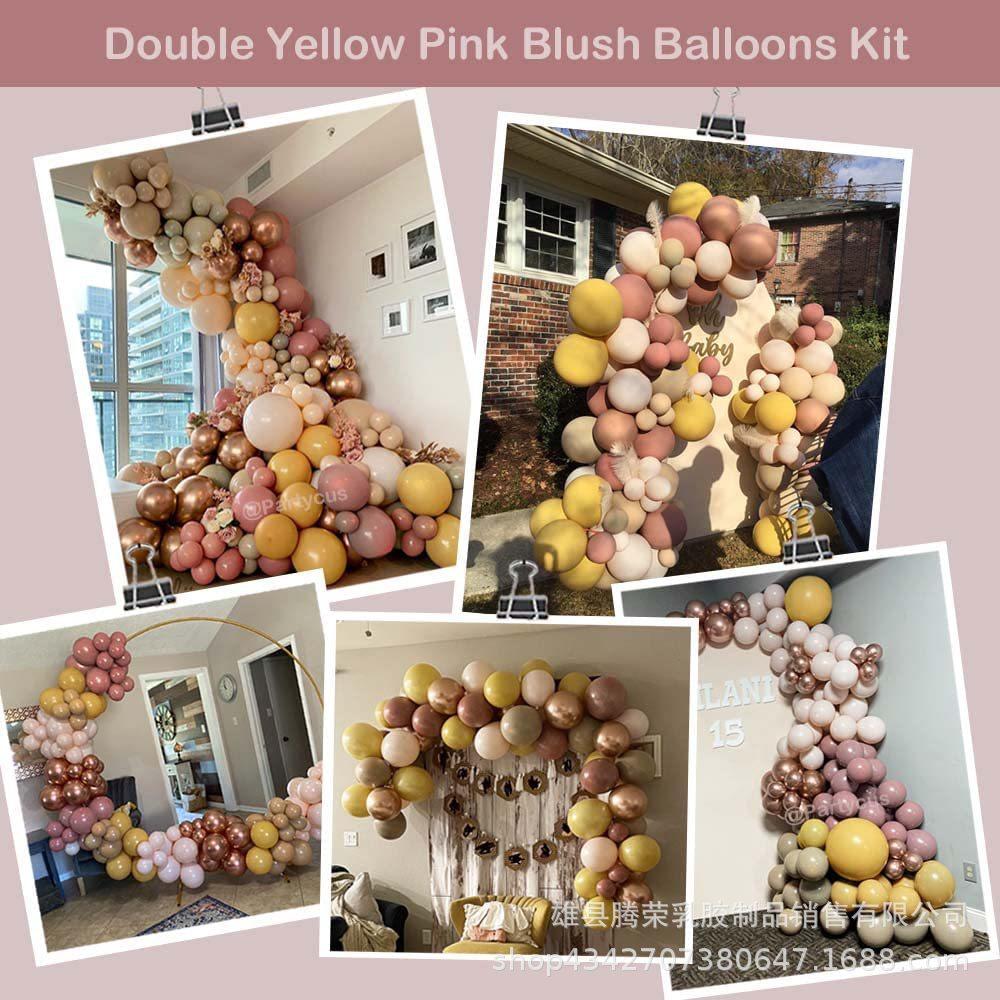 Bohemian Vintage Birthday Balloon Wreath Set Morandi Birthday Arch Double Vintage Pink Skin Tone
