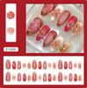 French Style Art Nail Patch 3D Flower Gold Line Fake Nails Reusable Nail Tips For Women Diy Manicure Accessories