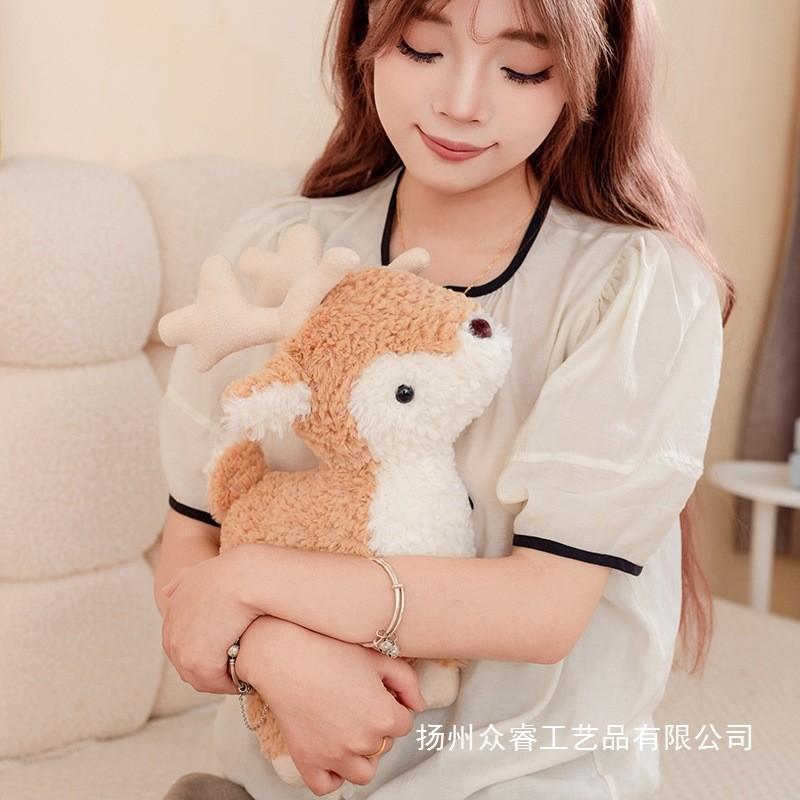 Reindeer Stuffed Animal Plush Doll With Soft Fabric For Christmas Decorations And Gifts