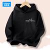 Kids Fashion Streetwear Boys Girls Black Hoodie with Lightning Pulse Print Casual Cool Long Sleeve Pullover Sweatshirt