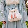 Flower Chinese Printed Shoulder Pouch Leaf Embroidery Crossbody Bag Hanfu Drawstrings Bag  Outdoor