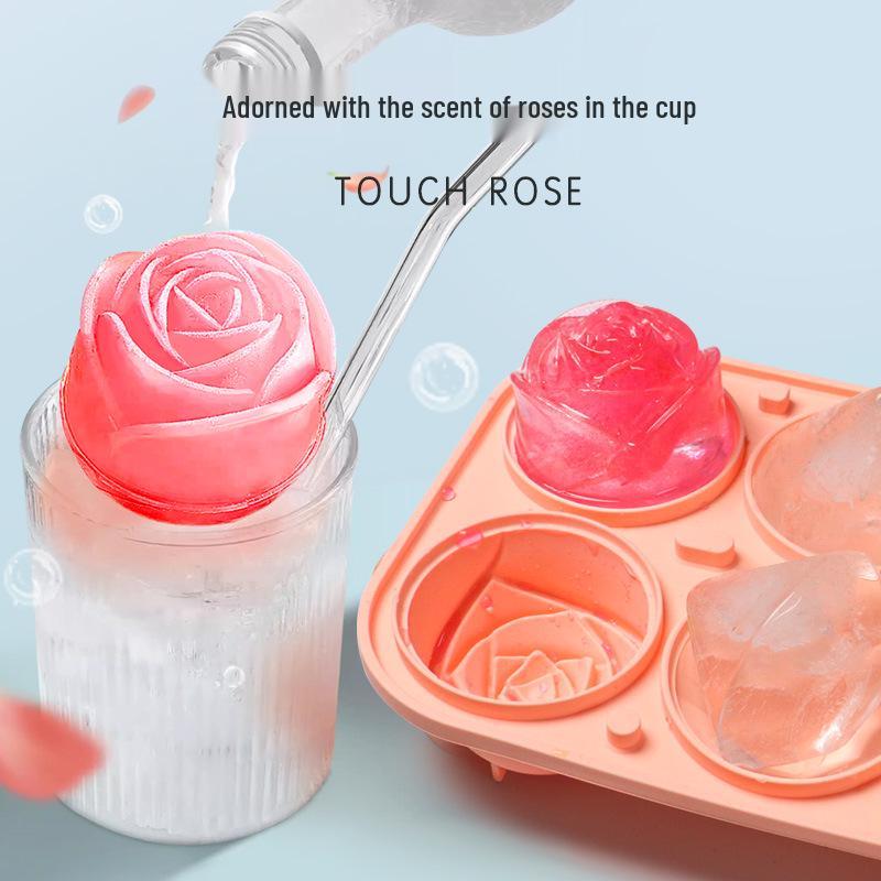 6-Cavity Diamond Rose Ice Cube Mold - Easy-Release Platinum Silicone Tray