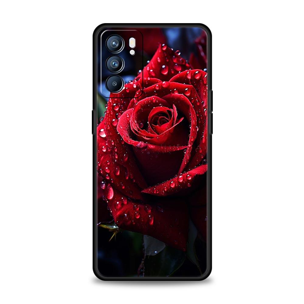 Beautiful Red Rose Flowers Phone Case For Oppo Reno8 Reno7 Reno6 Pro A54 5G Find X6 X5 A53 A52 A9 A15 A95 A17 A16 A57 A31 Cover