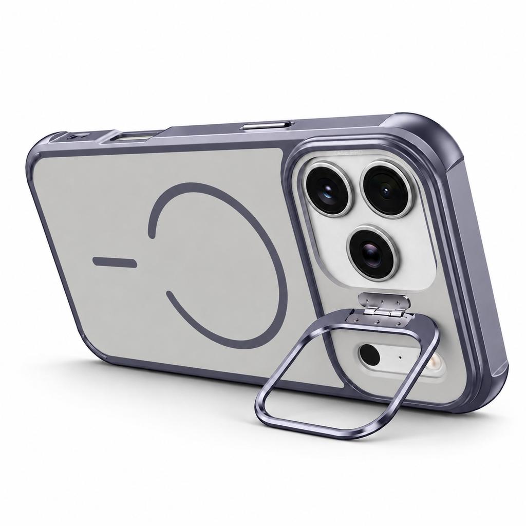 Shockproof Magnetic Phone Case with Camera Kickstand, Hybrid Protective Back for iPhone 18 Pro Max-Blue