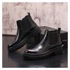 Fashion mens casual business wedding chelsea boots black trendy carving brogue shoes cowboy original leather boot autumn winter botas