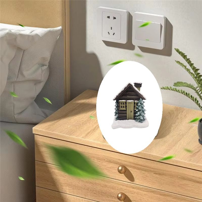 AEE4-House Incense Cone Holder Resin Village Incense Cone Holder Indoor Incense Burner For Table Decorations Home Decoration