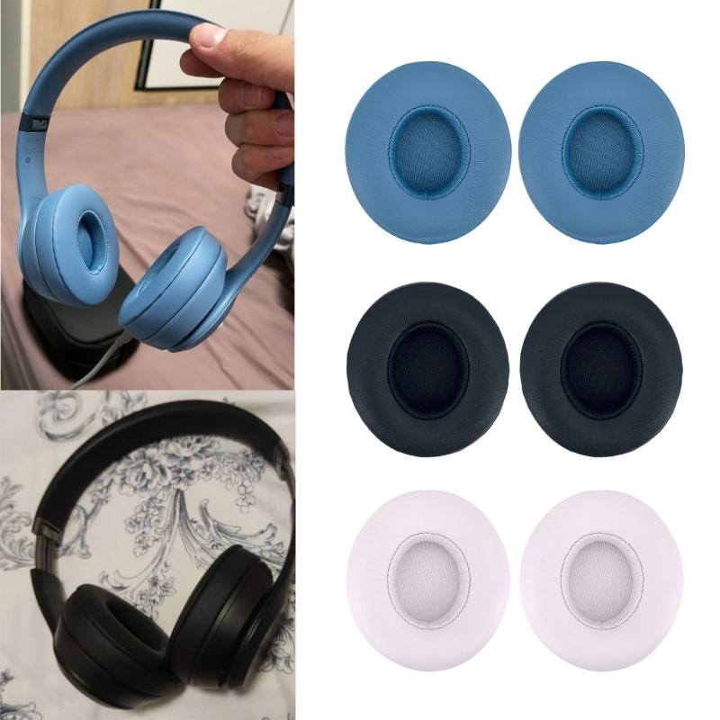 1Pair Earpads Protein Leather Ear Pad Ear Cushions Cover Memory Foam Earmuffs for Solo4 Headsets