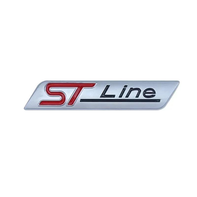 BAZN3 3D Metal STline Letter Rear Trunk Fender Emblem Badge Car Sticker For Ford Focus 2 3 4 ST Mondeo Fiesta Kuga Ecosport Explorer