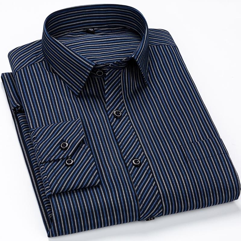 8XL 7XL 6XL Plus Size Men Long Sleeved Shirt  Mens Business Casual  Slim Fit Shirts Men Striped Dress Work Social Dress Shirt