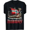 Heren T-shirt met het Noorse Viking Schip en de Noorse Bootvlag, Ideaal voor Thuis, Buitenactiviteiten, Werk, Of Als Cadeau voor Gelegenheden Zoals