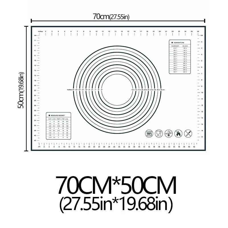 Oversize 80/70/60/30cm Silicone Baking Mat Rolling Kneading Pad Pastry Tools Crepes Pizza Dough Non-Stick Kitchen Silicone Mat