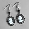 Gothic Retro Oval Filigree Frame Cameo Lady Profile Dangle Earrings for Women Victorian Drop Earring Jewelry Party Wedding Gift
