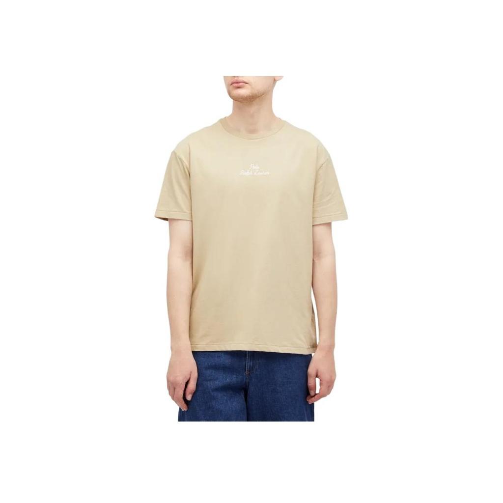 Polo Ralph Lauren Solid Color Letter Embroidered Crew Neck Short Sleeve T-Shirt Men Tops Light-Brown 710936585-017