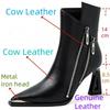 NEW Handmade Brand Genuine Leather Women  Double Zipper Design High Heels Ankle Boots Fashion Cut Opening Shoes 33-40