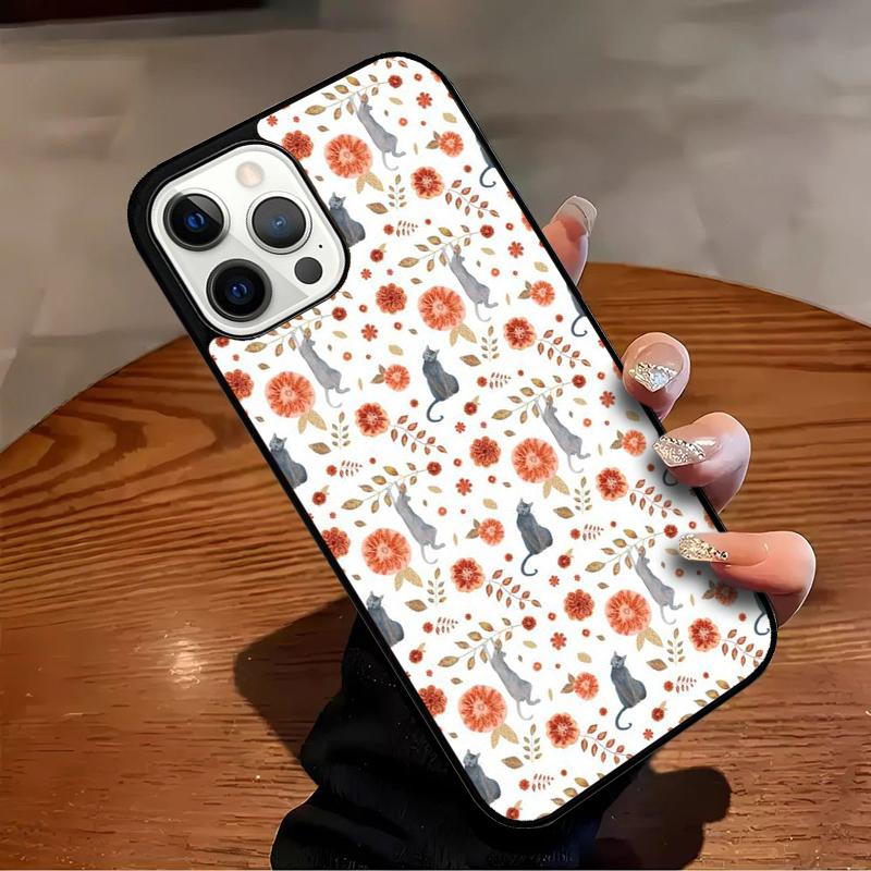 Lovely Flower Cat Animal Pattern Phone Case For iPhone 17 Air 16 15 14 13 12 11 Pro Max Max Plus Bumper Case Cover