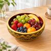 Round Solid-Wood Serving Bowl Deep Footed Wooden Handcrafted for