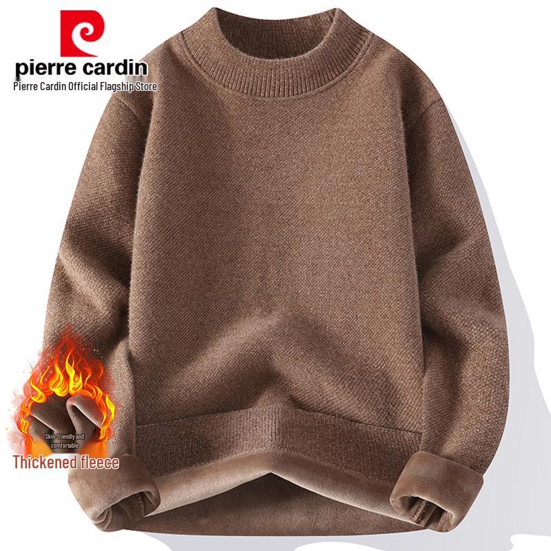 Pierre Cardin Men's Fleece-Lined Semi-High Collar Knit Sweater