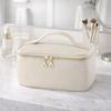 Fashion Large Capacity PU Makeup Bag PU Handheld Cosmetic Bag With Handle Divider Waterproof Women Toiletry Bag Toiletry Storage