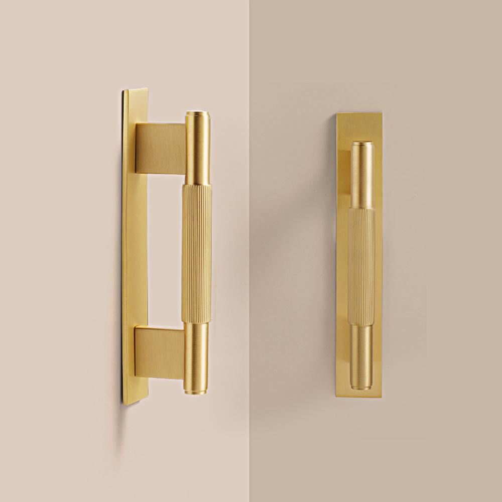 Dooroom Solid Brass Straight Grain Pattern Modern Style Cabinet Refrigerator Door Pull Drawer Knobs Hardware Handles