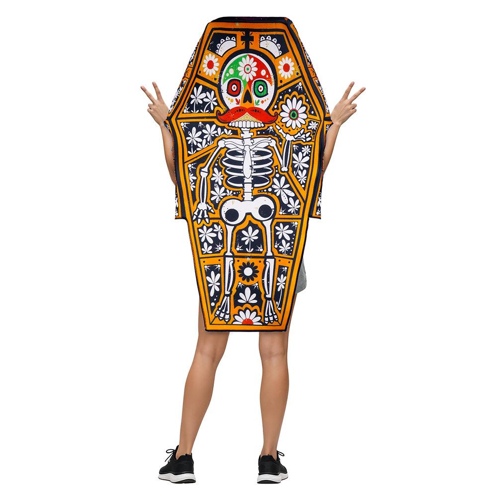 Halloween Funny Coffin Skeleton Costume Parent-Child Cosplay Party Prop Outfit Stage Sponge Performance Suit