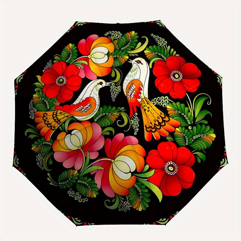 

1pc Floral Embroidery Automatic Open/close, All-Season Portable Folding Umbrella for Friends, Travel, Everyday, Events yy250812239