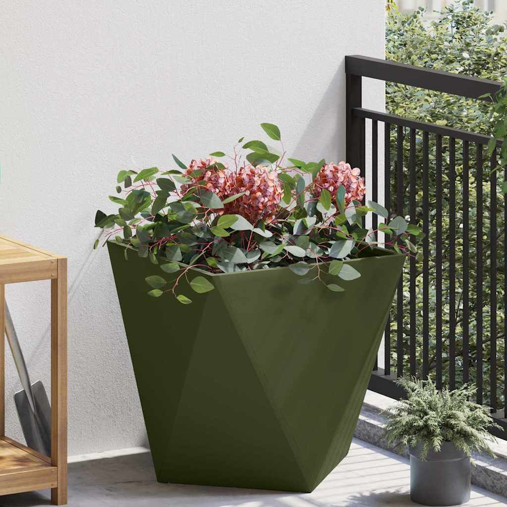 Plant Pot Olive Green 50 X 50 X 50 Cm Steel