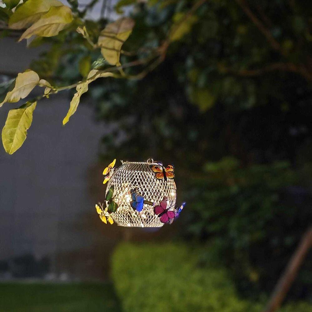 Retro Solar Butterfly Hanging Light Waterproof Garden Decorative Light  Party Decor