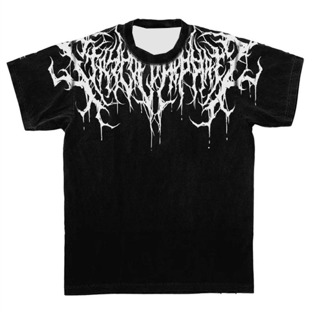 Camiseta de Moda para Hombre Tendencia Estilo Gótico Camiseta para Mujer Verano Impresión 3D Casual Cuello Redondo Manga Corta Camisetas Top