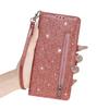 Glitter Zipper Leather Flip Wallet Case For iPhone 17 Pro Max Luxury Card Slots Phone Holder Cover For iPhone 16 15 14 Pro Max 13 12 11