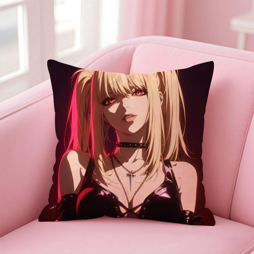Misa Amane D-Death Notes Pillow Case Anti-Dustmite Pillowcase Invisible Zipper Silky Short Plush Sofa Cushion Cover