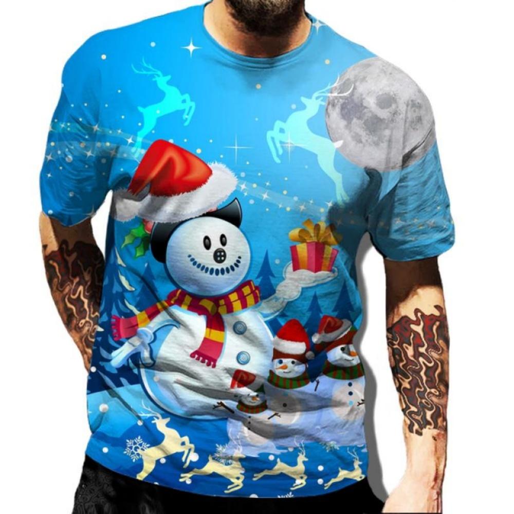 New Christmas 3D Print T-Shirt Men’s Fashion Casual Short-Sleeve Santa Claus Christmas Eve Top