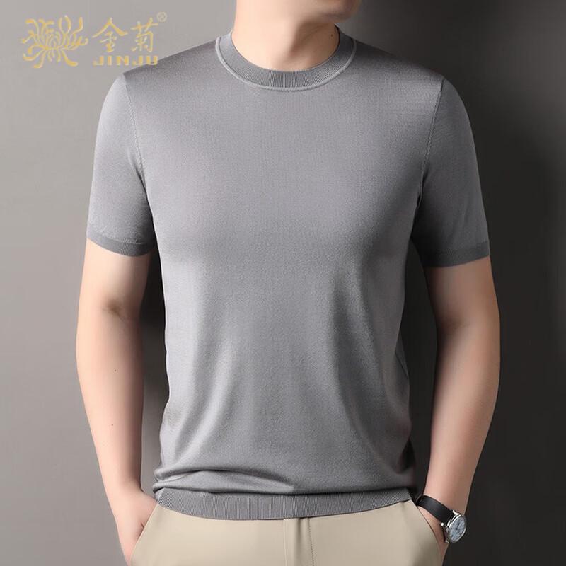 Jin Ju Men s Premium Silk Blend Tencel Casual T-Shirt L