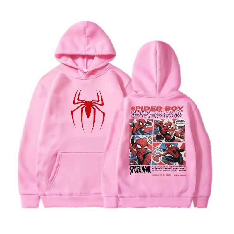 Spider-Man Unisex Fleece Hoodie: Spring & Fall Cartoon Print for Kids