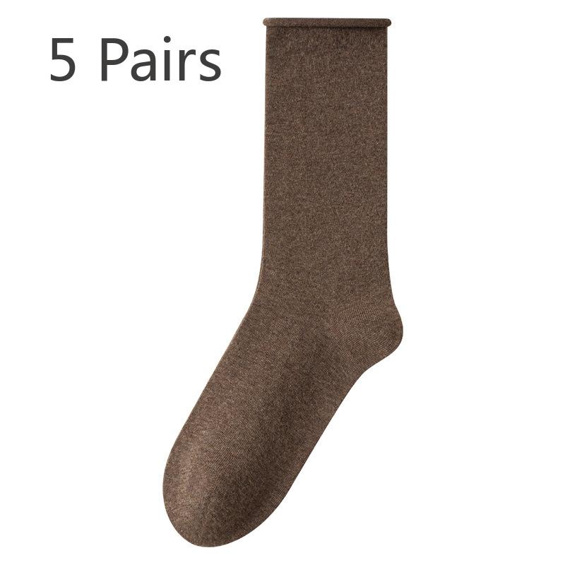 

5 пар женских носков из чистого хлопка с длинным ворсом, дезодорирующих, на весну и осень 5 Pairs