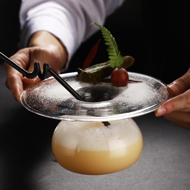 UFO Shaped Creative Cocktail Glasses Restaurant Hotel Molecule Cocktail Glass UFO Dry Ice Art Decorate Dish Sashimi Plate