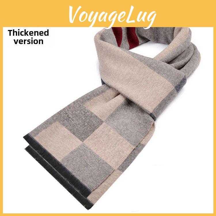 Mens Autumnwinter Cashmere Imitation Plaid Warm Scarf