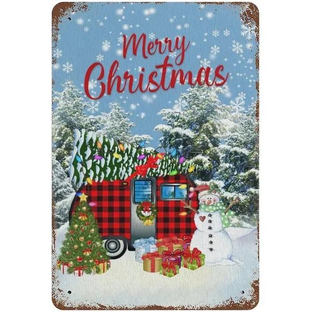 Vintage Merry Christmas Metal Tin Sign  Rustic Wall Art Plaque for Home Cafe Garden Bar Club Man Cave  Perfect Holiday Decor