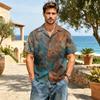 Men's Casual Short Sleeve Shirt Cotton Linen Blend Lightweight Breathable Button Down Collar Summer Top