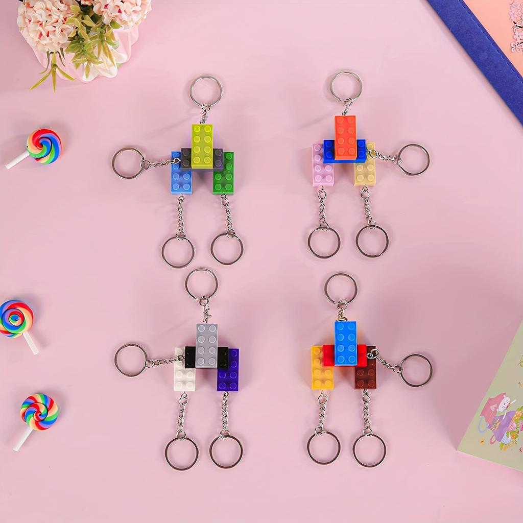 12pcs Building Block Keychains, Fun & Novelty Key Rings, for Bags, Backpacks, and Car, with Party Favors and Gifts