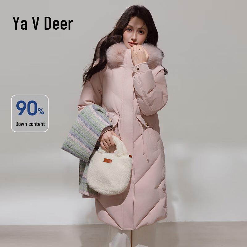 Женский длинный пуховик Yalu с капюшоном, 90% пух утки, зимний XL (140-160 jin)