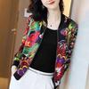 Summer Women Chiffon Jacket Thin Breathable Baseball Uniforms Long Sleeve Printed Jacket Loose Short Plus Size Sunscreen