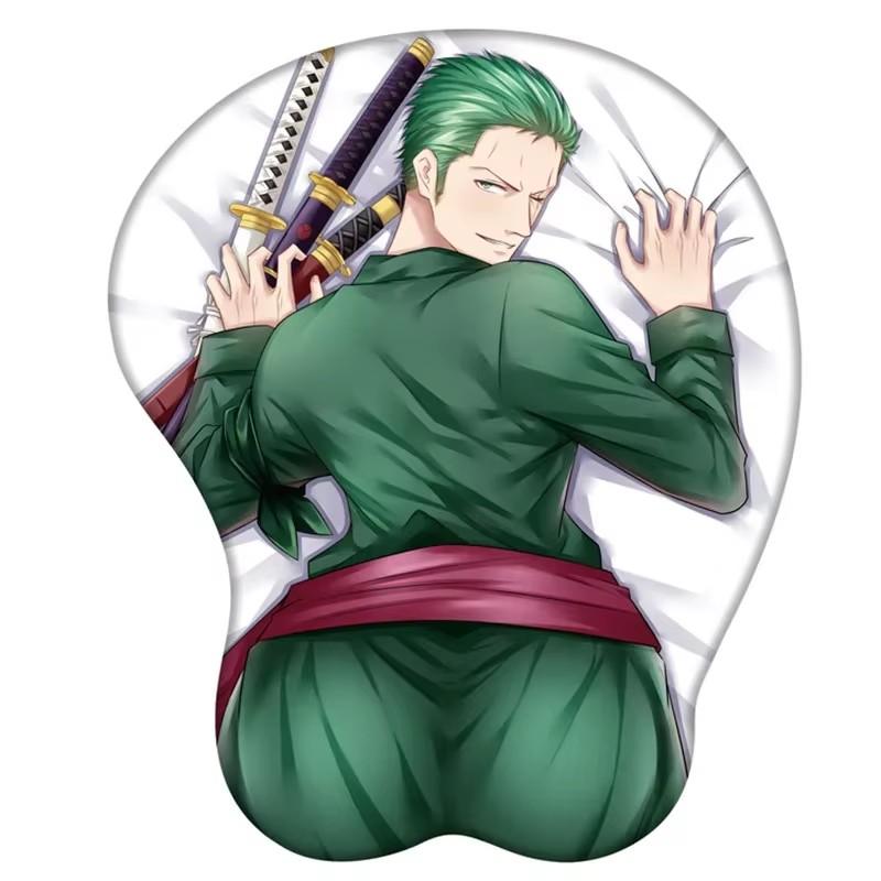 2025 Mouse Pad Antiderrapante ONE PIECE Figura de Desenho Animado Roronoa Zoro Mouse Pads 3D Sexy para Quadril com Apoio de Pulso Tapete Mousepad para Jogos