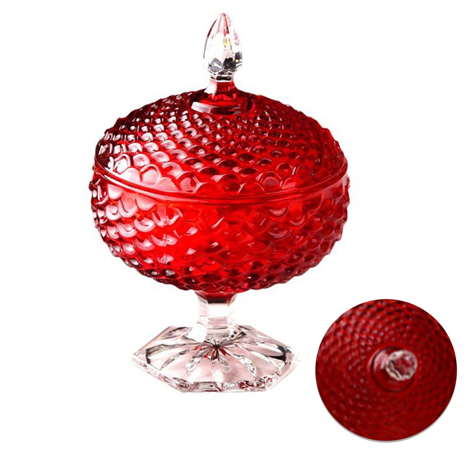 

Jar with Lid Decorative Glass Footed Dish Snack Nut Dry Food Storage Canister for Home Party Wedding Desk