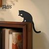 Niedliches Tier Tür Eckschild Holzschwarze Katze Topper, Minimalistisches Silhouette Rahmen Schild, Dekoratives Liebhaber Einweihungsgeschenk Deko für Wohnzimmer