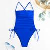 Women's 2023 Solid Color One-Piece Drawstring Bikini Swimsuit (Model: LJA001)