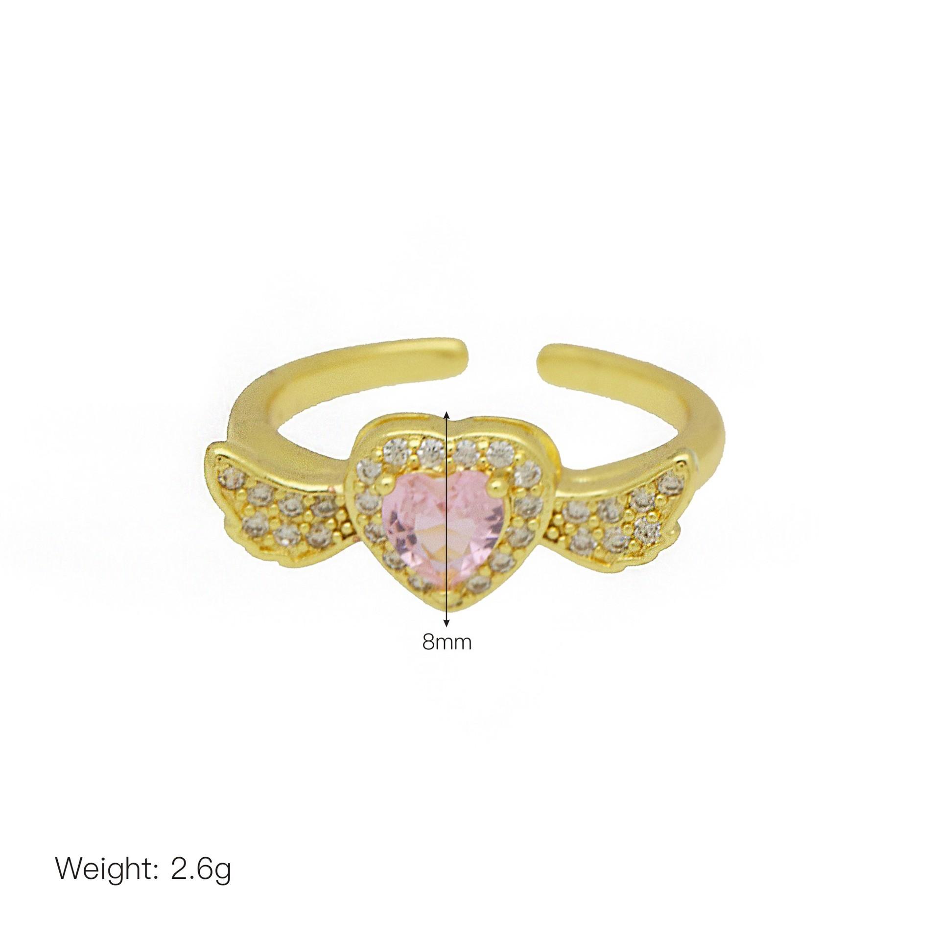 

Счастливое кольцо-разомкнутое кольцо Крылья любви в форме сердца , медь с золотым покрытием, ювелирное изделие высокого класса Opening adjustable