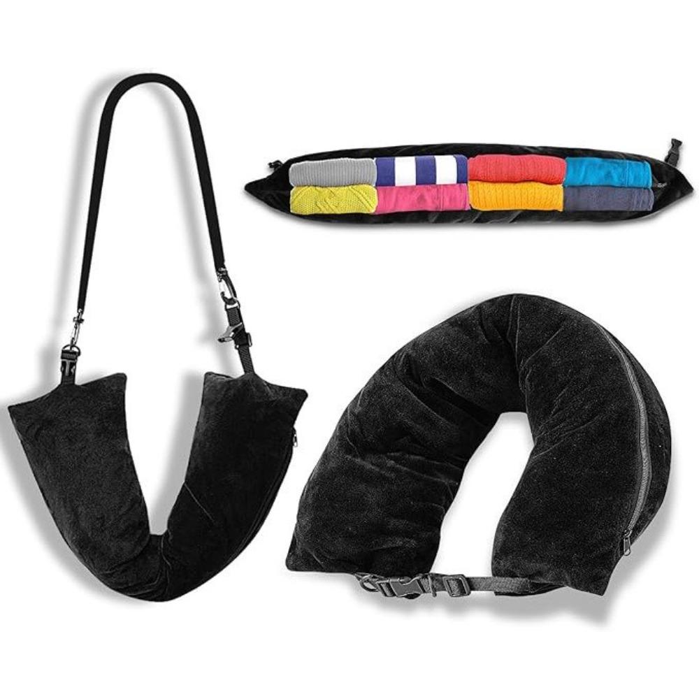 Fillable Travel Neck Pillow Multifunctional U-Shaped Pillow Waterproof Fillable Clothes Luggage Pillowcase Portable Comfortable