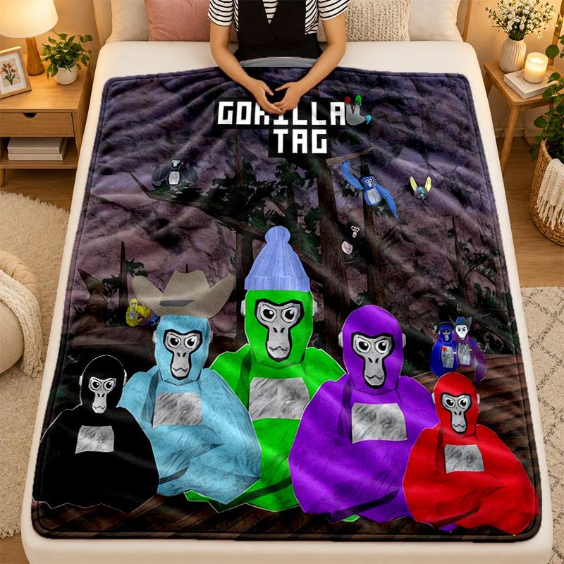 Coperta di Flanella Tag di Gorilla Cartone Animato Calda Morbida Plaid per Uso Interno Divano Letto Soggiorno