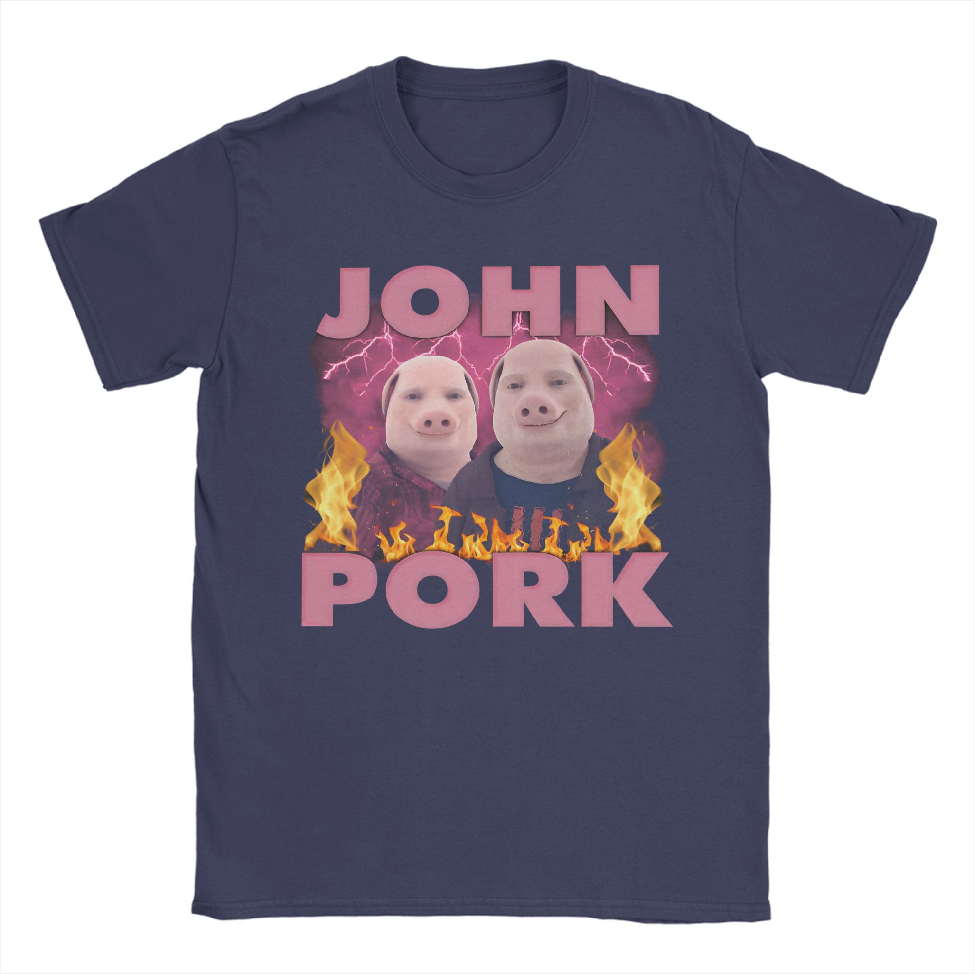 

John Pork Funny Pig Farmer T Shirts Men s Pure Cotton Vintage T-Shirt O Neck Tee Shirt Short Sleeve Clothing 6XL 4XL