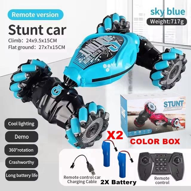 Rc Drift Car With Music Led Lights 2.4g Gesture Radio Remote Control Spray Stunt Car 360° Rotating Climbing Car Toys Gift